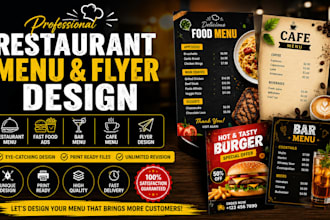 design restaurant website menu card banner card fast food ads bar cafe and flyer