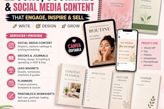 create social media content, ebooks on skincare, wellness and mental health