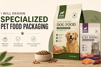 design a specialized pet food packaging