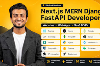 fix and build next js mern django fastapi website app saas