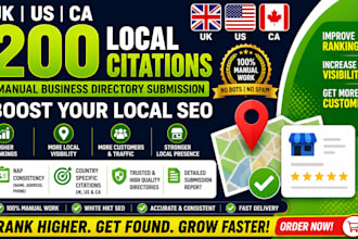 do UK US ca 200 local citations manual business directory submission local SEO