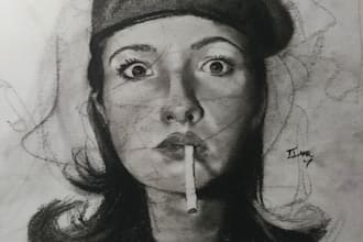 make a charcoal sketch portrait of your loved one