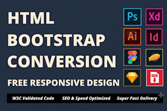 convert figma to html, sketch to html, xd to html, psd to html css bootstrap