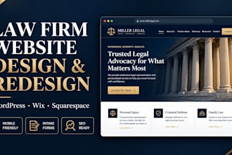 design professional law firm attorney websites on wordpress wix and squarespace