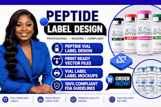 design peptide label peptide vial label supplement or peptide sarms label design