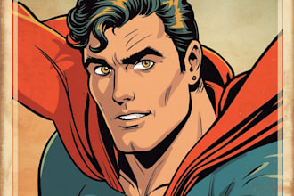 draw a vintage cartoon comic book poster portrait style