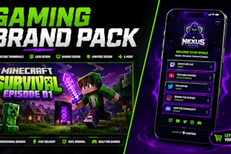 design minecraft youtube thumbnail and linktree landing page