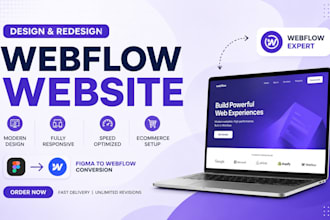 design and develop a responsive webflow website, landing page and ecommerce page