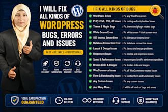 fix wordpress bugs, errors, issues and website problems