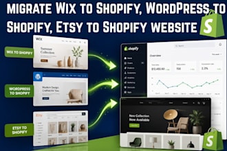shopify migration wix to shopify website wordpress to shopify, etsy to shopify