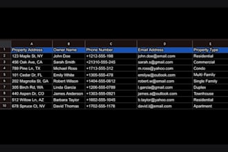 real estate lead generation and property owner data entry