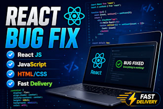 fix bugs in your react js, javascript, HTML, and CSS website