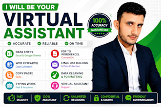 be your VA for data entry,webresearch and admin support
