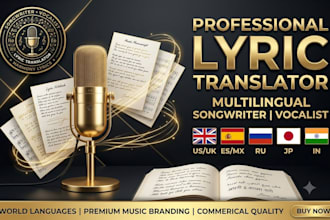pro translate any song lyrics and poems into english, spanish, russian, bhajan