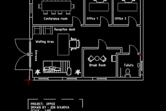draw a professional 2d office or apartment floor plan