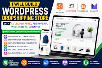 build wordpress dropshipping store via cj alidropship wholesale2b modalyst