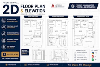 design detailed 2d interior floor plans and layouts in autocad