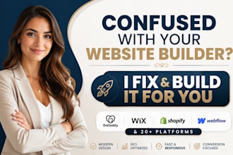 design, fix or redesign godaddy wix shopify webflow godaddy website builder