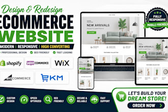 design redesign shopify woocommerce wix bigcommerce and ekm ecommerce website