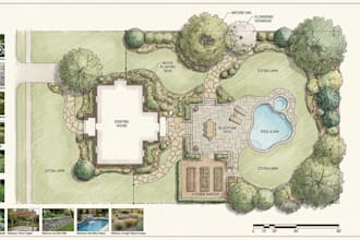 do 3d backyard, garden and landscape design as landscape  architect