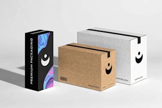 design product packaging, box, kraft, mailer and shipping box design