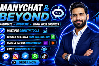 automate instagram, facebook, and whatsapp with manychat chatbot