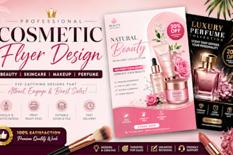 design luxury cosmetic skincare and beauty, hair, nails brand promotional flyer