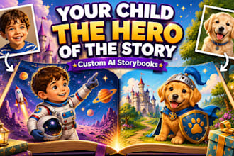 create a custom ai illustrated storybook featuring your child or pet
