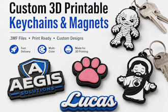 design custom 3d printable 3mf keychains and magnets
