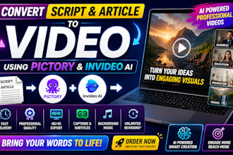 convert script and article to video using pictory and invideo ai