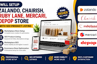 setup zalando chairish ruby lane mercari depop store with seo product listing