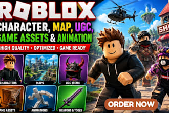 create roblox character, roblox developer, map, ugc, game assets and animation