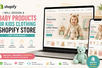 design a baby product or kids clothing shopify store for your brand