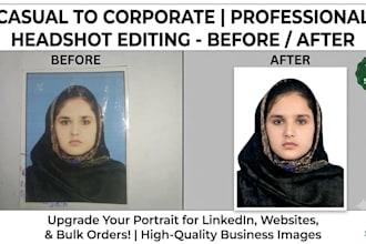 edit professional business portrait photos and change background