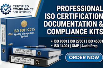 develop iso 9001, 45001, 27001, 14001, and gmp documentation for your audit