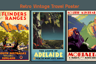 design a vintage retro travel poster, custom destination artwork, art deco style