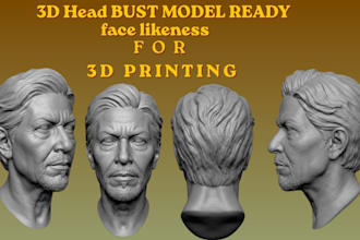 custom 3d head model 3d bust face likeness head portrait statue from photo stl