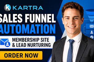 setup kartra sales funnel email automation membership site and lead nurturing