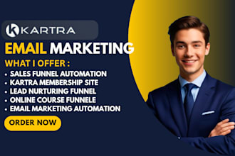 setup kartra sales funnel email automation membership site and lead nurturing