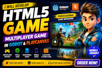develop HTML5 game multiplayer game in godot and playcanvas