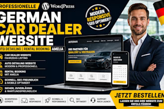 build german wordpress car dealer website, auto detailing, rental booking amelia
