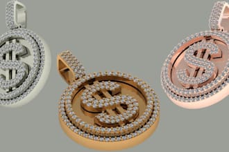 create a bespoke solitaire diamond pendant cad model and stl file