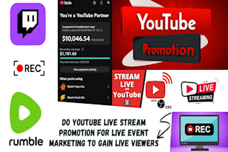 do youtube live stream promotion for live event marketing to gain live viewers