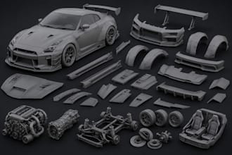 3d car model body kit custom car parts rc widebody kit automotive cad 3d print