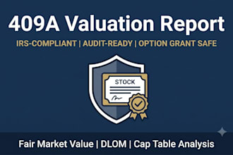 prepare a 409a valuation report for your startup stock option compliance