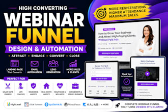 webinar funnel using gohighlevel, clickfunnels or systeme io with automation