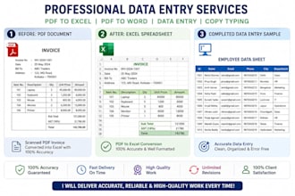 do excel data cleaning, formatting, sorting and data entry