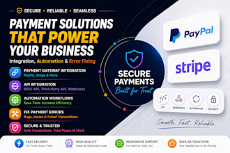 integrate paypal stripe payment gateway API automation and fix payment errors