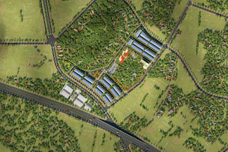 design urban masterplan city planning large scale real estate 3d aerial render
