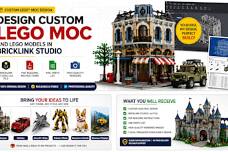 design custom lego moc and lego models in bricklink studio with PDF instructions